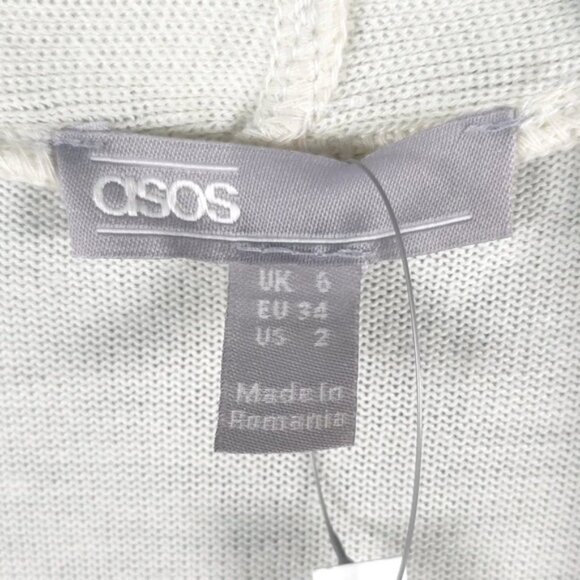 NWT asos PETITE Romania 🇷🇴 Made Long Sleeve Rib Open Cardigan Longline Size 2 - Picture 3 of 8